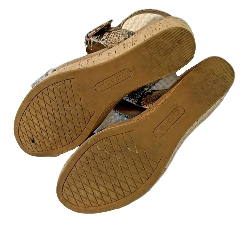 New Directions Jazlene Snakeskin Cork Wedge Sandals Womens 8.5 M Platform
